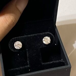 14K White Gold Lab Diamond Stud Earrings - 2.2ctw